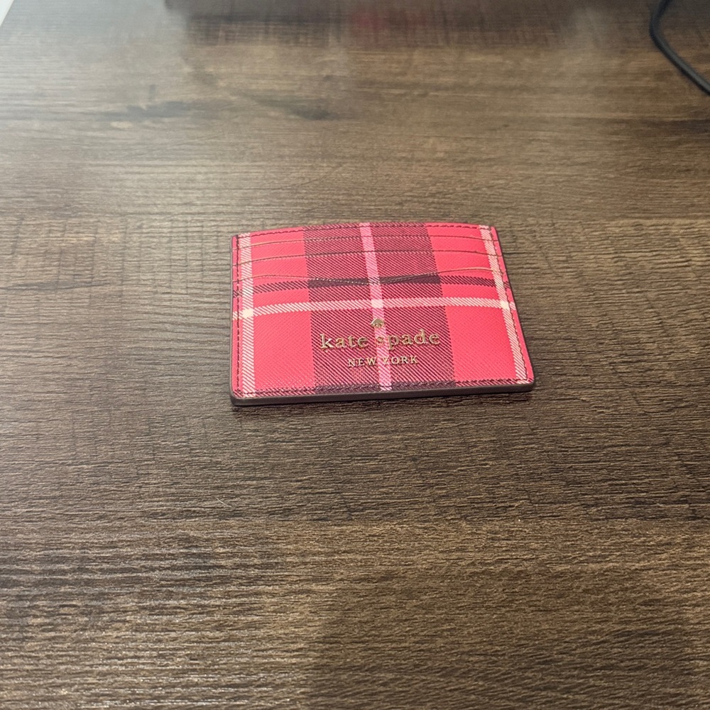 Kate Spade Vibrant Pink Checkered Card Holder